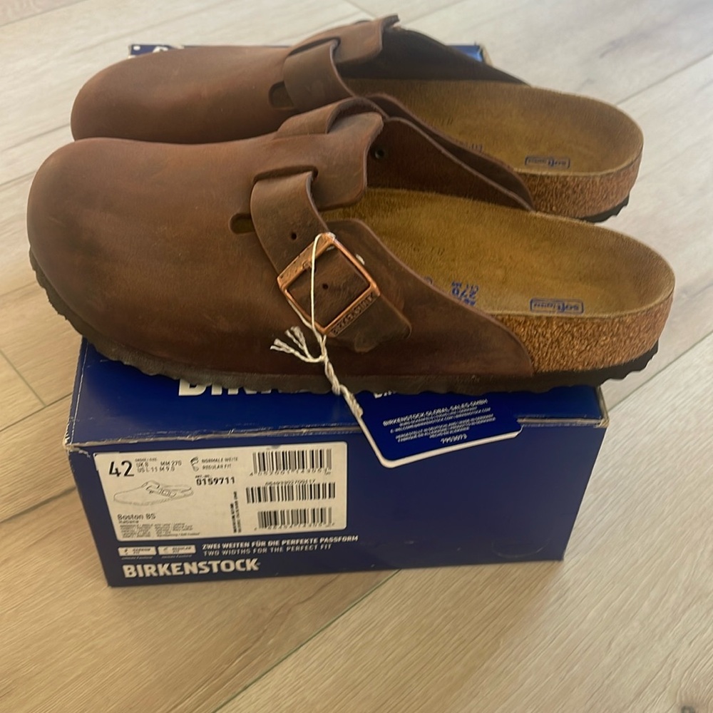 Birkenstock Boston NWT, color Habana, regular fit, men’s size 9